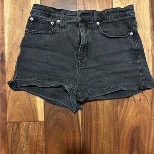 Madewell Black Jean Shorts High-Waisted Distressed